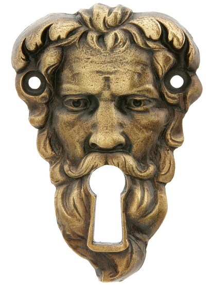 Sentinel Key Escutcheon - 2 1/2 inch x 1 3/4 inch in Antique Brass.